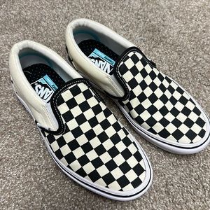 Brand new Vans check slip ons